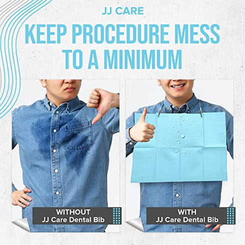 JJ CARE Dental Bibs 13" x 18" (Pack of 125, 250, and 500) - BLUE